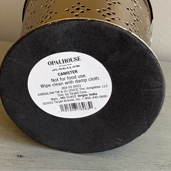 Opalhouse Jungalow Canister Brass Perforated Holder Container Decor 5 Inch NEW - Picture 6 of 9